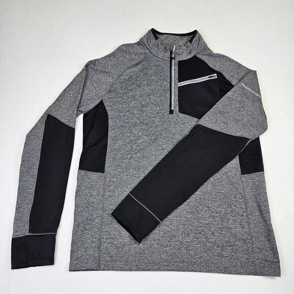 Obermeyer Mens Flex 1/4 Zip Base Layer Top 29003 Grey Black Outdoor Ski Hiking L - Picture 1 of 13